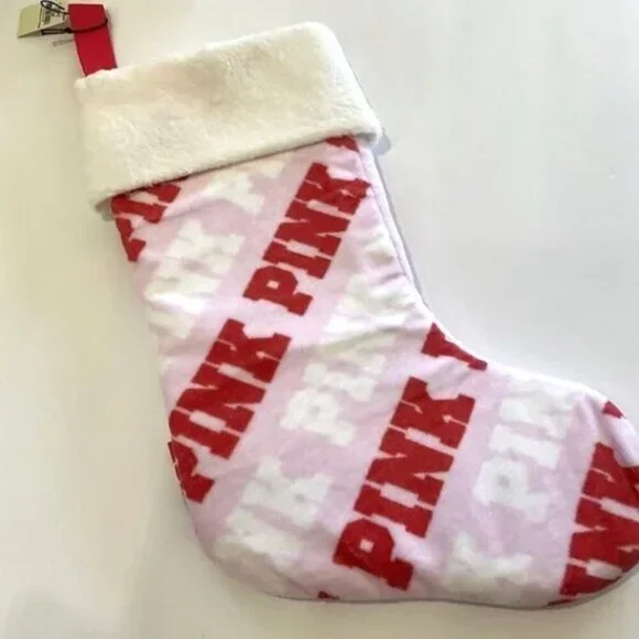 PINK VICTORIA'S SECRET LOGO BATH MAT STOCKING SET HOLIDAY CHRISTMAS